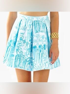 Lilly Pulitzer Melody Pleated Skirt La Via Loca blue and white size 4
